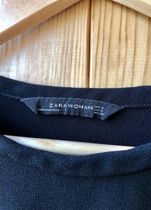 Zara платье двухцветное черное синее с карманами платье туника мини колорблок 8