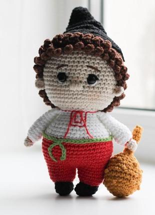 Вязаная игрушка котополошко, украинский козак, вязаная игрушка козак