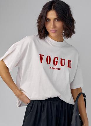 Женская футболка oversize с надписью vogue4 фото