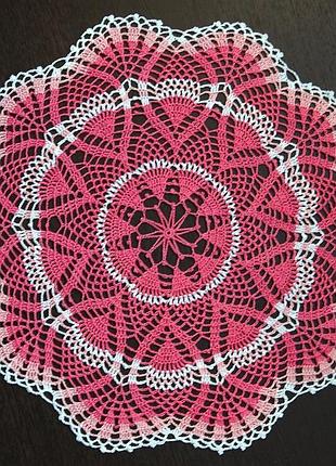 Розовая салфетка крючком / рожева серветка гачком
