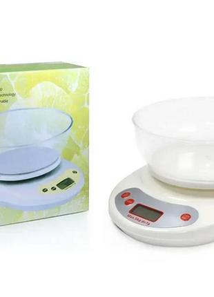 Ваги електронні побутові 5 кг кухонні з круглою чашею yz-1811b ek-01