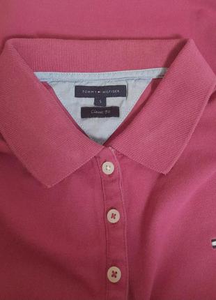 Женская футболка поло розового цвета tommy hilfiger classic fit made in vietnam4 фото