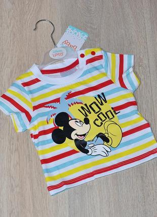 Футболка disney baby 0-3 міс. зріст 62 mickey mouse міккі маус яскрава літня тонка легка футболочка боді бодік george primark ovs lupilu hm1 фото