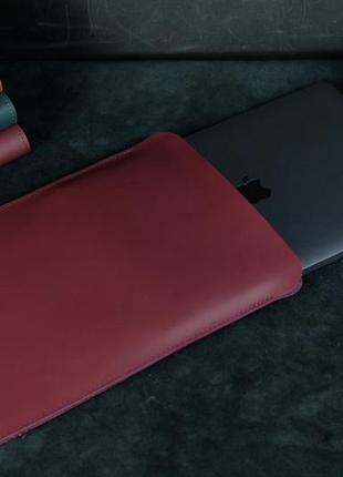 Чохол для macbook дизайн №1 шкіра grand, колір бордо5 фото