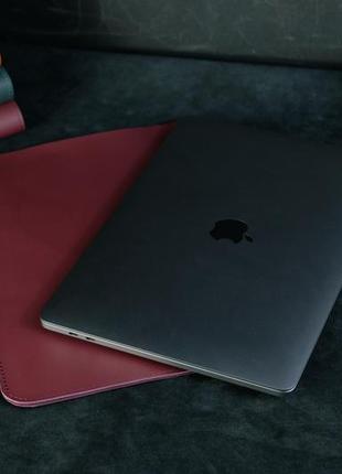 Чохол для macbook дизайн №1 шкіра grand, колір бордо4 фото