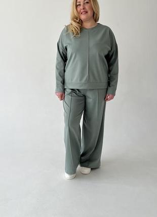 Женский костюм с брюками палаццо удобный костюм на каждый день размеры 42-56