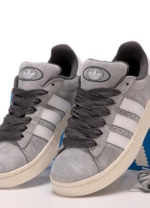 Женские кроссовки adidas campus grey white адидас кампус серого с белым цветами