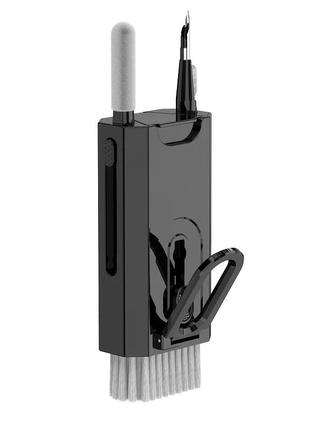 Універсальний набір для чищення ґаджетів смартфонів навушників клавіатури багатофункціональний 8 в 1 колір чорний
