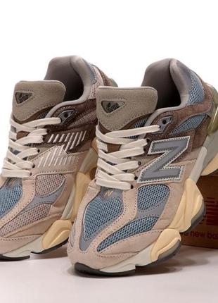 Жіночі кросівки new balance 9060 grey brown нью беланс сірого з коричневим кольорів