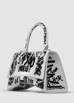 Сумочка женская balenciaga hourglass small handbag graffiti in white3 фото