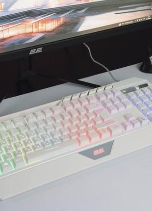 Белая игровая клавиатура 2e-kg315u с rgb подсветкой 11 сценариев и программным обеспечением5 фото