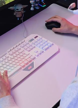 Белая игровая клавиатура 2e-kg315u с rgb подсветкой 11 сценариев и программным обеспечением8 фото