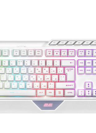 Белая игровая клавиатура 2e-kg315u с rgb подсветкой 11 сценариев и программным обеспечением