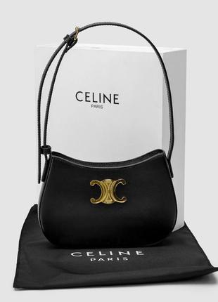 Сумка жіноча celine medium tilly bag in shiny calfskin black