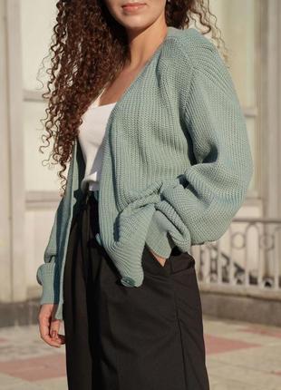 Кардиган мятный объемный