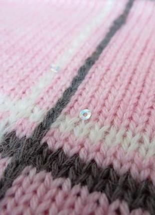 Розовый вязаный шарф в клетку, женский шарф на осень зиму, подарок для девушки женщины3 фото