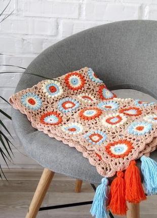 Плед детский вязаный из хлопка, плед на выписку, в коляску, в кроватку, подарок на...