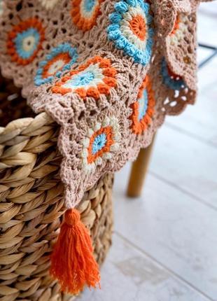 Плед детский вязаный из хлопка, плед на выписку, в коляску, в кроватку, подарок на...