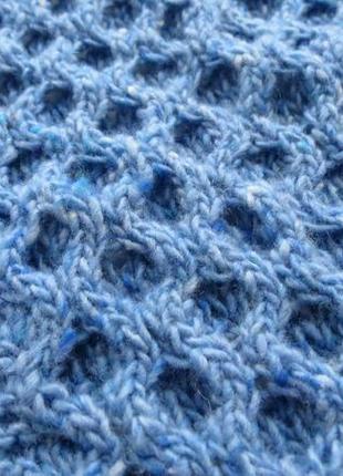 Блакитний в'язаний шерстяний шарф з твідової вовни унісекс. подарунок дівчині дружині мамі чоловіка8 фото