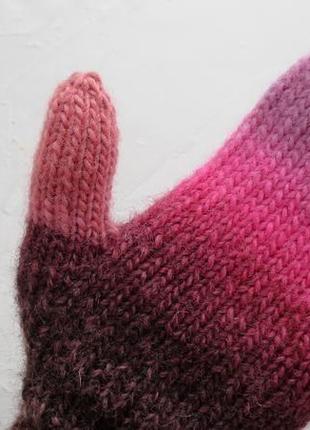 Розовые варежки подарок для девушки на день влюбленных, зимние шерстяные рукавички теплые 8 марта4 фото