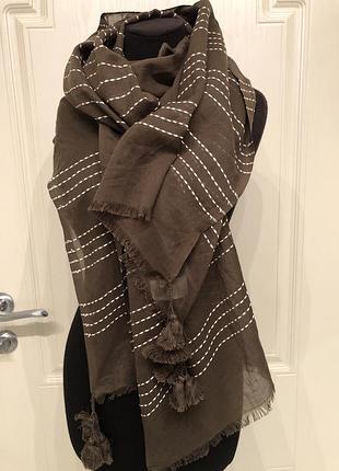 Шарф 100 % хлопок темно зелёного цвета