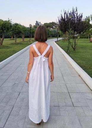 Білий літній сарафан бавовна розмір xs, сукня з мереживом для відпустки