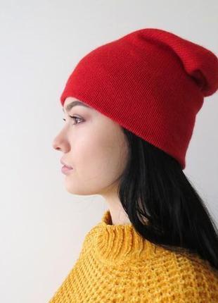 Шарф осінній червоний в'язаний, шарф з ангорой, подарунок дівчині жінці5 фото