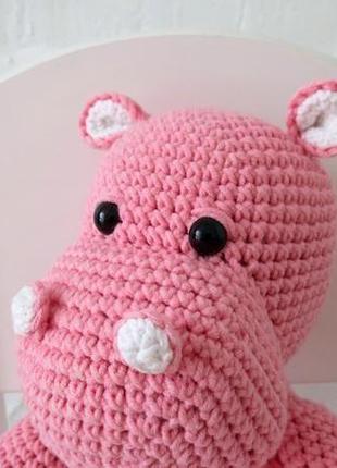 Велика м'яка іграшка рожевий бегемот для дівчинки, подарок для малыша на рождение7 фото
