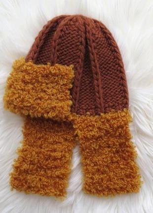 Шапка ушанка вязаная коричневая. женская зимняя шапка теплая3 фото