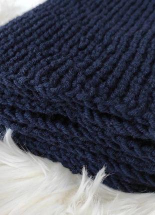 Объемный темно-синий шарф вязаный мужской женский. подарок мужу, отцу, брату