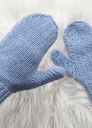 Блакитні рукавички в'язані з шерсті рукавички подарунок дівчині мамі сестрі дружині день закоханих 8