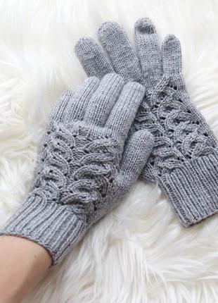 Жіночі рукавички перчатки з в'язані кашеміру, подарунок мамі дружині на 8 березня день народження2 фото