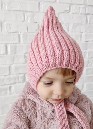 Зимова дитяча шапка в'язана тепла з підкладкою1 фото