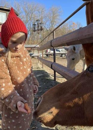 В'язана шапка для дівчинки зимова тепла з підкладкою