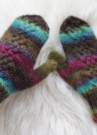 Вязані рукавиці подарункові для дівчини жінки на різдво, новий рік. теплі зимові рукавички жіночі1 фото