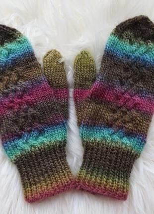 Вязані рукавиці подарункові для дівчини жінки на різдво, новий рік. теплі зимові...