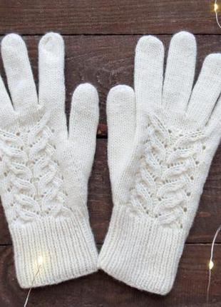 Рукавички жіночі із кашеміру, подарунок жінці дівчині дружині коханій на 14 лютого, перчатки вязані