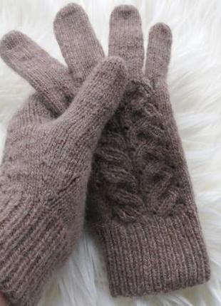 Жіночі вязані рукавички із ангори і мериносу, подарунок жінці дівчині дружині коханій5 фото