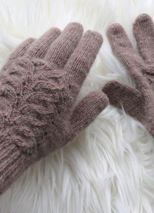 Жіночі вязані рукавички із ангори і мериносу, подарунок жінці дівчині дружині коханій1 фото