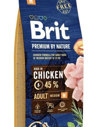 Сухой корм для собак brit premium dog adult m 15 кг - курица