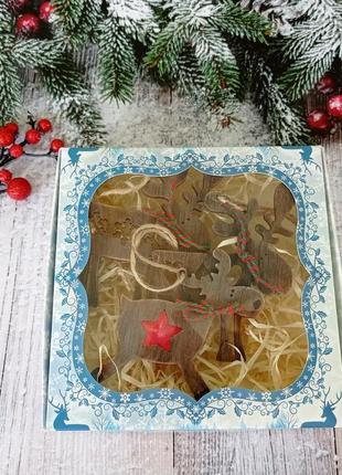 Деревянные олени - новогодний декор3 фото