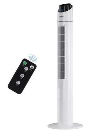 Вентилятор підлоговий ardesto fnt-r44x1w колонного типу, 50 вт, висота 110 см, дисплей, таймер, пульт дк, білий