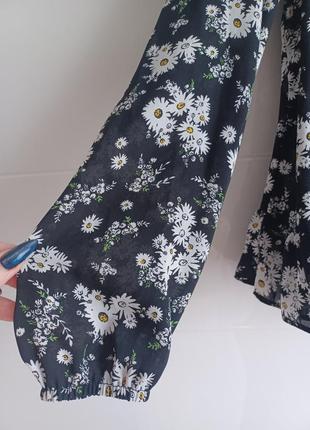 Шифоновая блуза с обоками рюшами цветочный принт ромашки5 фото