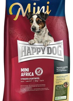 Корм для собак мелких пород happy dog mini africa с аллергией и пищевой непереносимостью 800 г