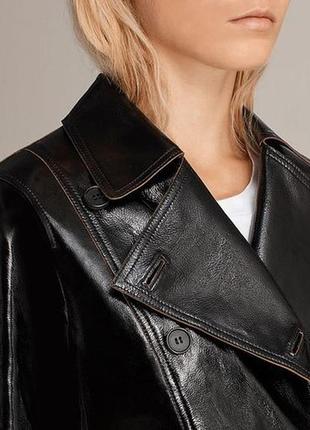 Бомбовый кожанный пиджак чёрного цвета из 100% кожи ягнёнка allsaints made in turkey3 фото