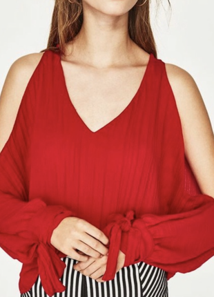 Zara trafaluc блуза красная1 фото