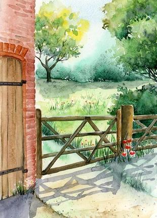 Акварель летний сад