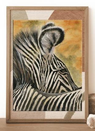 Акварель африканская зебра5 фото