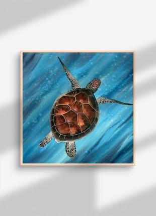 Акварель черепаха в лазурном океане5 фото