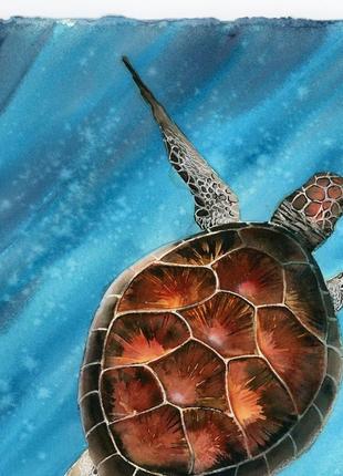 Акварель черепаха в блакитному океані3 фото